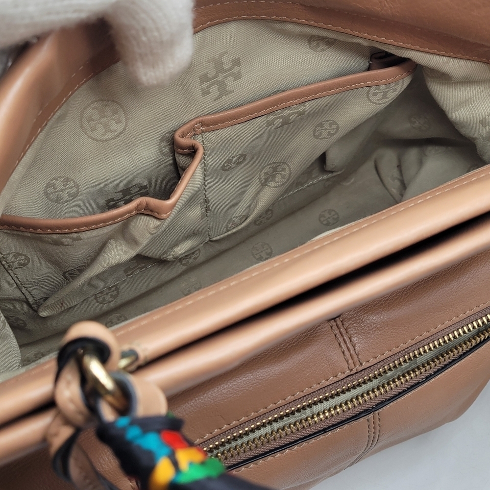 Designer Tory Burch Priscilla Small Frame Satchel Shoulder Strap Push Lock Clasp - Picture 12 of 16